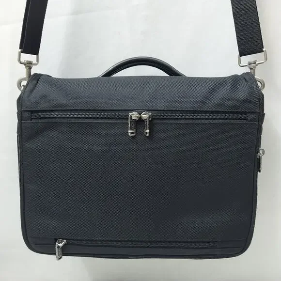 Tumi FXT Ballistic Black Nylon Pushlock Briefcase Messenger Laptop Bag - Picture 14 of 16